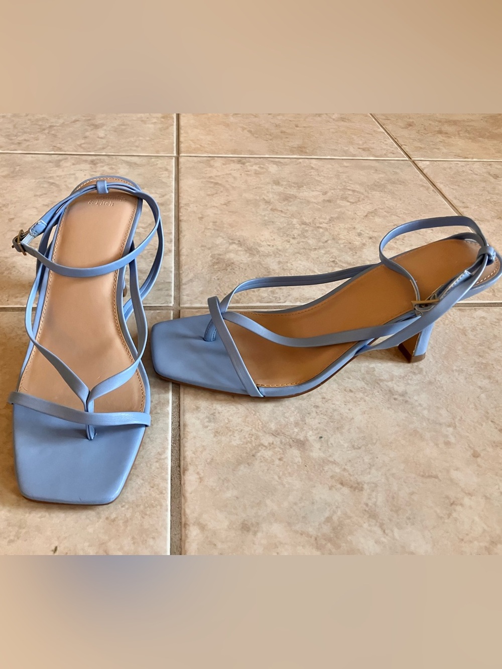 Abercrombie & Fitch Light Blue Strappy Square-Toe Heels